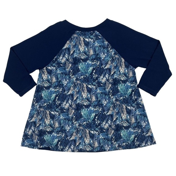 GILLI Oversized Top Women's Size Small 3/4 Sleeve Round Neck Blue Made in USA - Picture 2 of 9